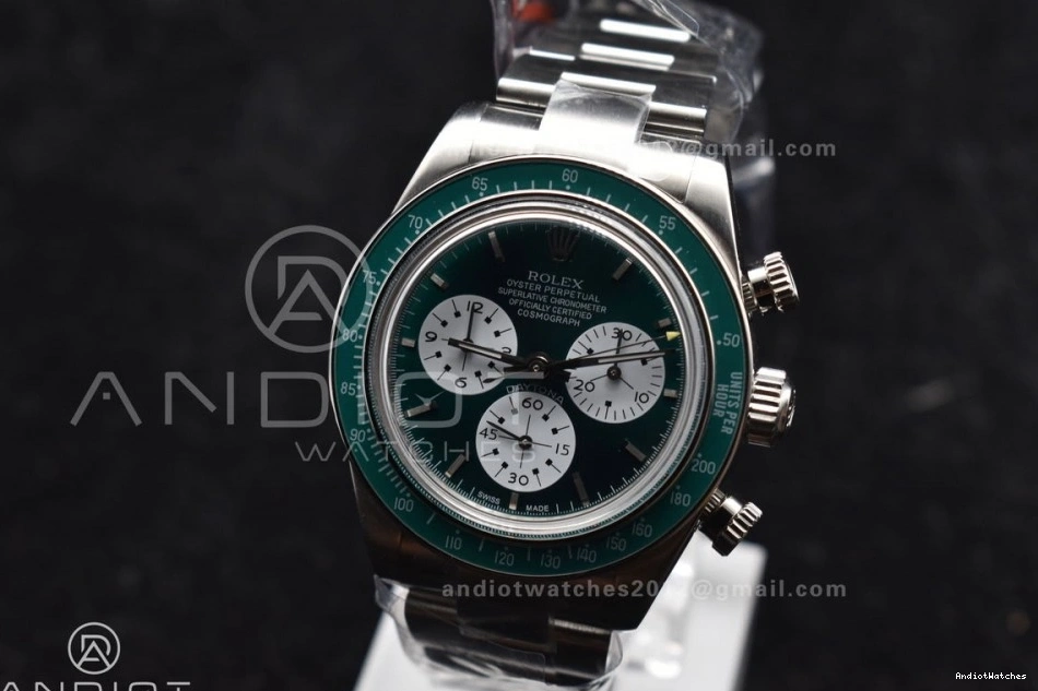 White Best Refined ADGF Bracelet Dial Daytona SS on A Green Edition 827 SS 0126